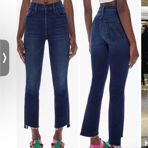 Mother Insider High Waist Step Frayed Hem Crop Bootcut Jeans.